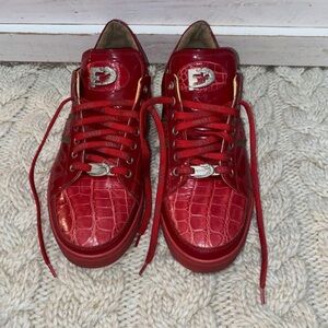 Fennix Italy Alligator Sneakers Logan Style 3035 Size 41 US Size 8 Men Red Green